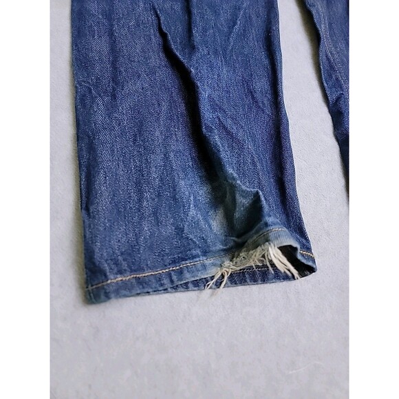 Levis Mens 501 48x34 (36x32) Jeans Straight Button High Cotton Blue Distressed - Picture 14 of 16